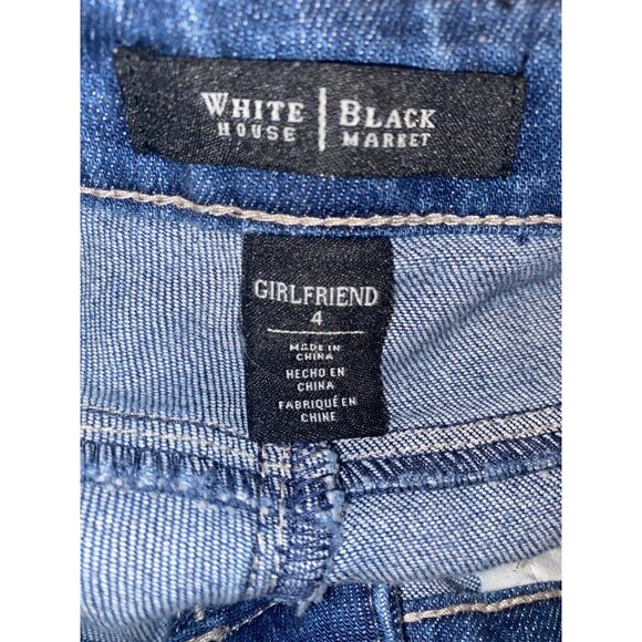 White House Black Market Jeans Patched Embroidered Distressed Girlfriend Size 4 - Picture 10 of 12